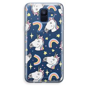 CaseCompany Rainbow Unicorn: Samsung Galaxy A6 (2018) Transparant Hoesje
