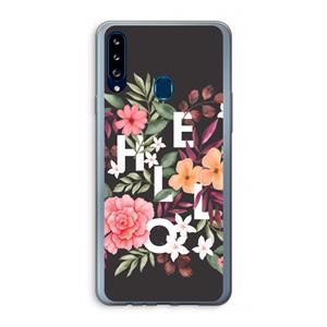 CaseCompany Hello in flowers: Samsung Galaxy A20s Transparant Hoesje