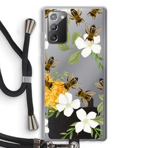 CaseCompany No flowers without bees: Samsung Galaxy Note 20 / Note 20 5G Transparant Hoesje met koord