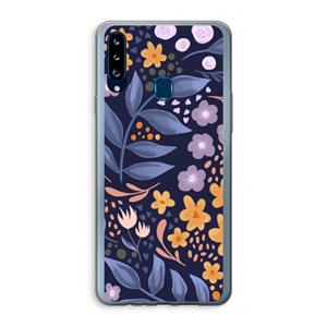 CaseCompany Flowers with blue leaves: Samsung Galaxy A20s Transparant Hoesje