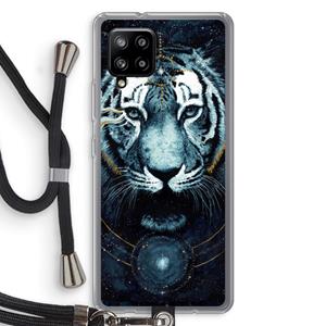 CaseCompany Darkness Tiger: Samsung Galaxy A42 5G Transparant Hoesje met koord