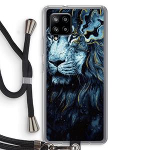 CaseCompany Darkness Lion: Samsung Galaxy A42 5G Transparant Hoesje met koord
