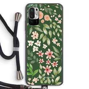 CaseCompany Botanical green sweet flower heaven: Xiaomi Redmi Note 10 5G Transparant Hoesje met koord