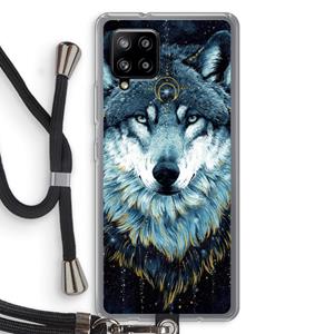 CaseCompany Darkness Wolf: Samsung Galaxy A42 5G Transparant Hoesje met koord
