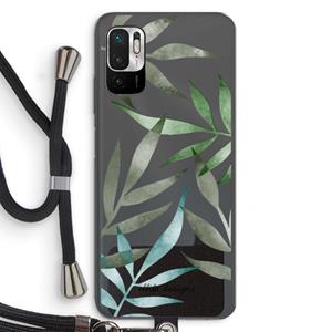CaseCompany Tropical watercolor leaves: Xiaomi Redmi Note 10 5G Transparant Hoesje met koord