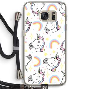 CaseCompany Rainbow Unicorn: Samsung Galaxy S7 Transparant Hoesje met koord