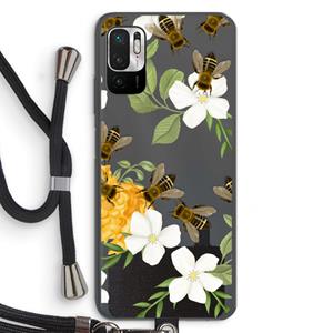 CaseCompany No flowers without bees: Xiaomi Redmi Note 10 5G Transparant Hoesje met koord