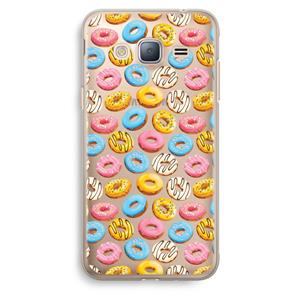 CaseCompany Pink donuts: Samsung Galaxy J3 (2016) Transparant Hoesje