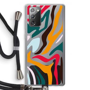 CaseCompany Colored Zebra: Samsung Galaxy Note 20 / Note 20 5G Transparant Hoesje met koord