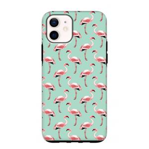 CaseCompany Flamingoprint groen: iPhone 12 mini Tough Case