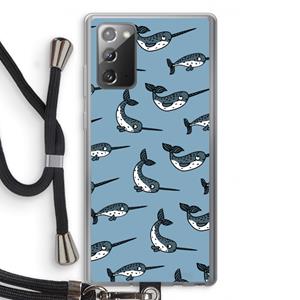 CaseCompany Narwhal: Samsung Galaxy Note 20 / Note 20 5G Transparant Hoesje met koord