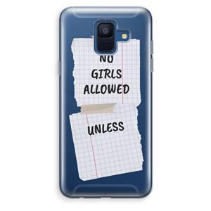 CaseCompany No Girls Allowed Unless: Samsung Galaxy A6 (2018) Transparant Hoesje