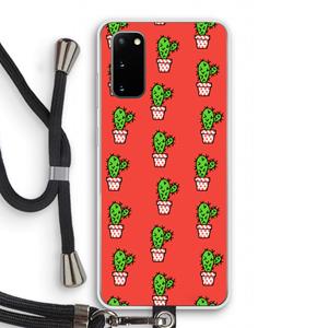 CaseCompany Mini cactus: Samsung Galaxy S20 Transparant Hoesje met koord