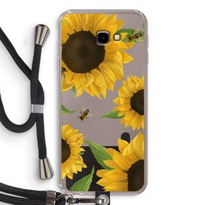 CaseCompany Sunflower and bees: Samsung Galaxy J4 Plus Transparant Hoesje met koord