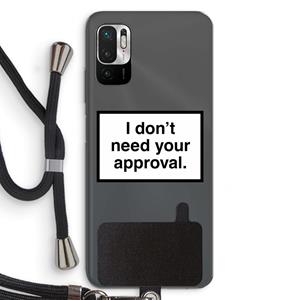 CaseCompany Don't need approval: Xiaomi Redmi Note 10 5G Transparant Hoesje met koord