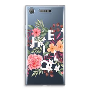 CaseCompany Hello in flowers: Sony Xperia XZ1 Transparant Hoesje