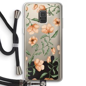 CaseCompany Peachy flowers: Samsung Galaxy A8 (2018) Transparant Hoesje met koord