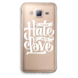 CaseCompany Turn hate into love: Samsung Galaxy J3 (2016) Transparant Hoesje