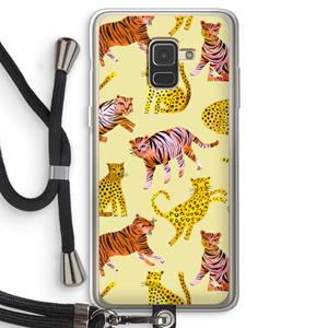 CaseCompany Cute Tigers and Leopards: Samsung Galaxy A8 (2018) Transparant Hoesje met koord