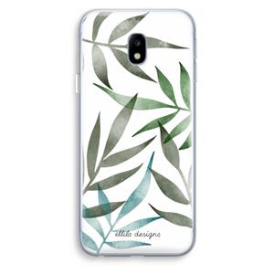 CaseCompany Tropical watercolor leaves: Samsung Galaxy J3 (2017) Transparant Hoesje