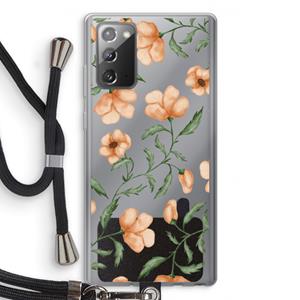 CaseCompany Peachy flowers: Samsung Galaxy Note 20 / Note 20 5G Transparant Hoesje met koord