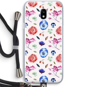 CaseCompany Bloemetjes: Samsung Galaxy J3 (2017) Transparant Hoesje met koord