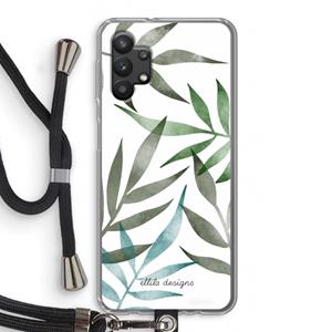 CaseCompany Tropical watercolor leaves: Samsung Galaxy A32 5G Transparant Hoesje met koord