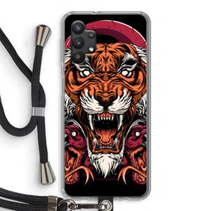 CaseCompany Tiger and Rattlesnakes: Samsung Galaxy A32 5G Transparant Hoesje met koord