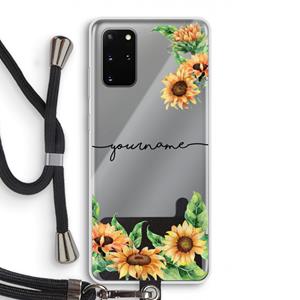 CaseCompany Zonnebloemen: Samsung Galaxy S20 Plus Transparant Hoesje met koord