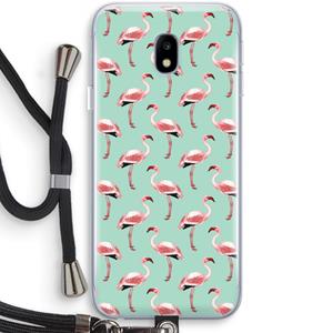 CaseCompany Flamingoprint groen: Samsung Galaxy J3 (2017) Transparant Hoesje met koord