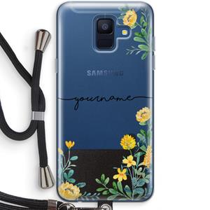CaseCompany Gele bloemen: Samsung Galaxy A6 (2018) Transparant Hoesje met koord