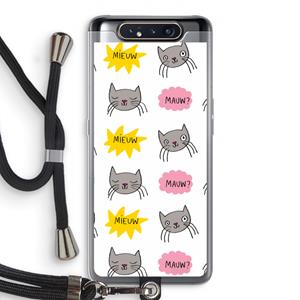 CaseCompany Meow: Samsung Galaxy A80 Transparant Hoesje met koord