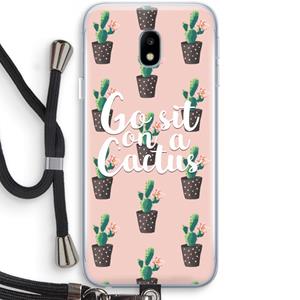 CaseCompany Cactus quote: Samsung Galaxy J3 (2017) Transparant Hoesje met koord