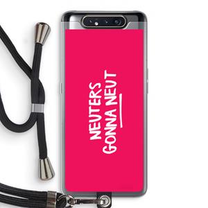 CaseCompany Neuters (roze): Samsung Galaxy A80 Transparant Hoesje met koord