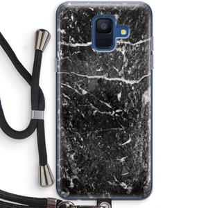 CaseCompany Zwart marmer: Samsung Galaxy A6 (2018) Transparant Hoesje met koord