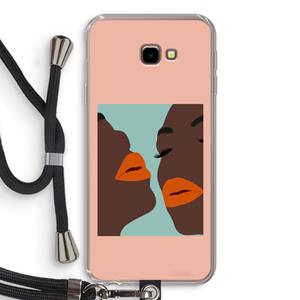 CaseCompany Orange lips: Samsung Galaxy J4 Plus Transparant Hoesje met koord