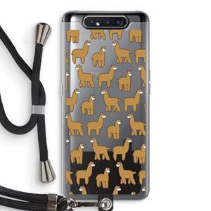CaseCompany Alpacas: Samsung Galaxy A80 Transparant Hoesje met koord