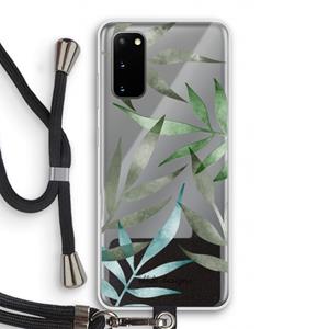 CaseCompany Tropical watercolor leaves: Samsung Galaxy S20 Transparant Hoesje met koord