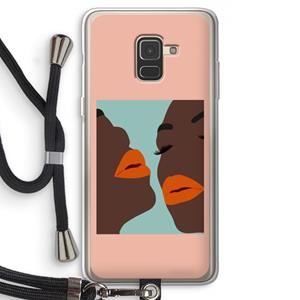 CaseCompany Orange lips: Samsung Galaxy A8 (2018) Transparant Hoesje met koord