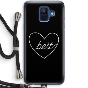 CaseCompany Best heart black: Samsung Galaxy A6 (2018) Transparant Hoesje met koord