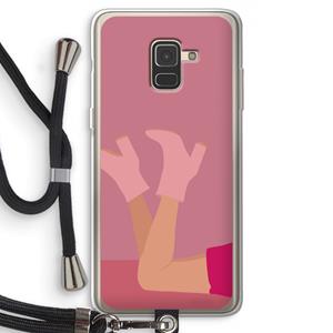 CaseCompany Pink boots: Samsung Galaxy A8 (2018) Transparant Hoesje met koord