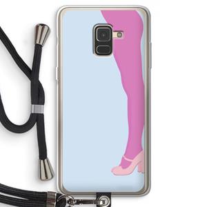 CaseCompany Pink panty: Samsung Galaxy A8 (2018) Transparant Hoesje met koord