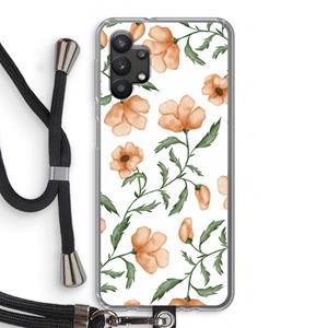 CaseCompany Peachy flowers: Samsung Galaxy A32 5G Transparant Hoesje met koord