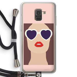 CaseCompany Red lips: Samsung Galaxy A8 (2018) Transparant Hoesje met koord