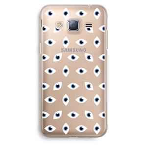 CaseCompany Eyes pattern: Samsung Galaxy J3 (2016) Transparant Hoesje