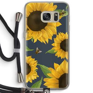 CaseCompany Sunflower and bees: Samsung Galaxy S7 Transparant Hoesje met koord