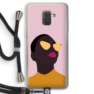 CaseCompany Yellow glasses: Samsung Galaxy A8 (2018) Transparant Hoesje met koord