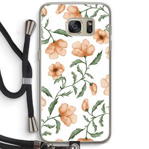 CaseCompany Peachy flowers: Samsung Galaxy S7 Transparant Hoesje met koord