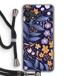 CaseCompany Flowers with blue leaves: Samsung Galaxy A32 5G Transparant Hoesje met koord