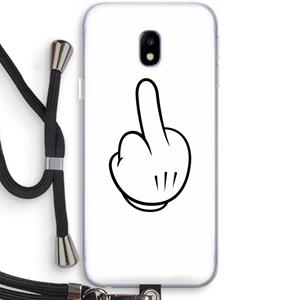 CaseCompany Middle finger white: Samsung Galaxy J3 (2017) Transparant Hoesje met koord